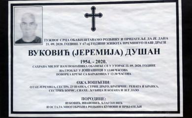 Sahranjen Dušan Vuković, dugogodišnji radnik Centra za kulturu i informisanje